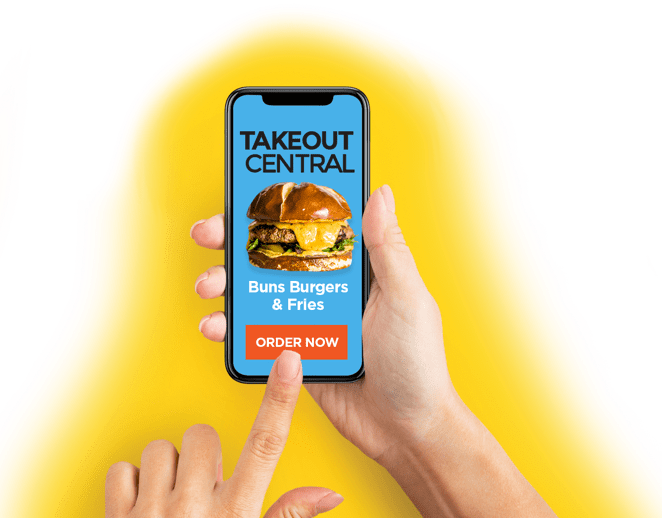 Someone using the Takeout Central app to order food